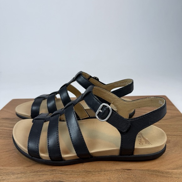 New $130 Womens Dansko Janice Leather Black Sandals Size 39 US 8.5-9 M - Picture 5 of 8